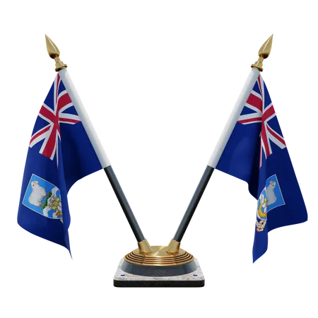 Falkland Islands Double Desk Flag Stand  3D Flag