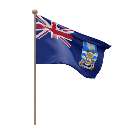 Falkland Islands Flag Pole  3D Flag