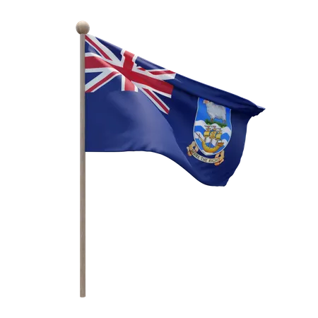 Falkland Islands Flag Pole  3D Illustration