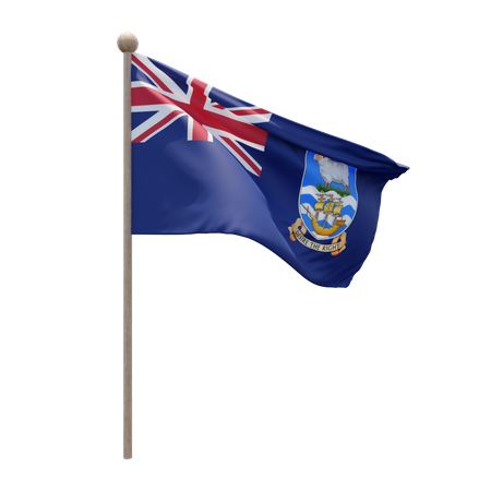 Falkland Islands Flagpole 3D Illustration