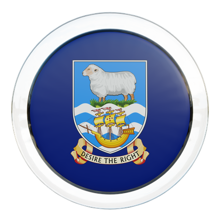 Falkland Islands Round Flag  3D Icon