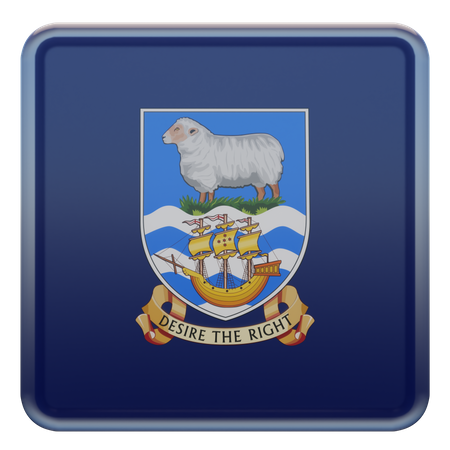 Falkland Islands Square Flag  3D Icon