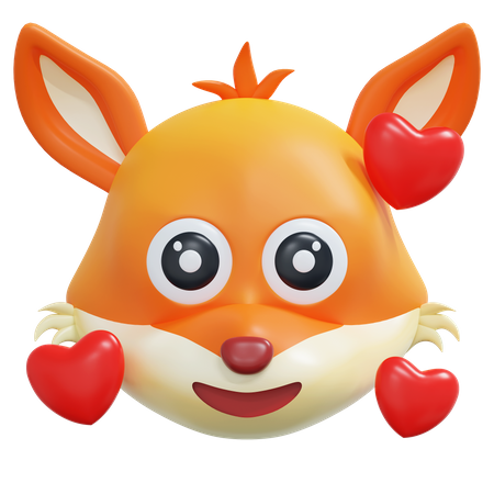 Fall In Love Fox Emoticon  3D Icon