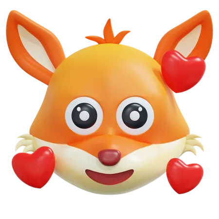 Fall In Love Fox Emoticon  3D Icon