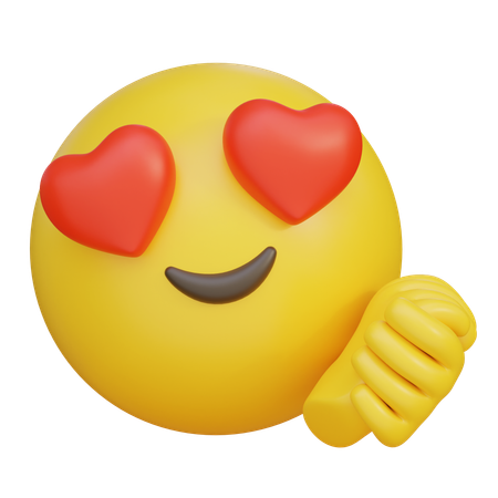 Fall In Love Heart Eyes Face And Clasped Hands Emoji  3D Icon