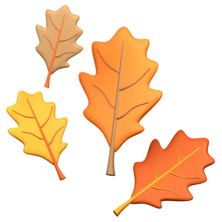Fallen Oak Leaves 3 D Icon Illustration 3D Icon