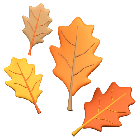 Fallen Oak Leaves  3D Icon