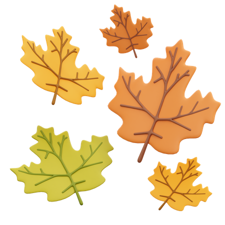 Fallen Oak Leaves  3D Icon