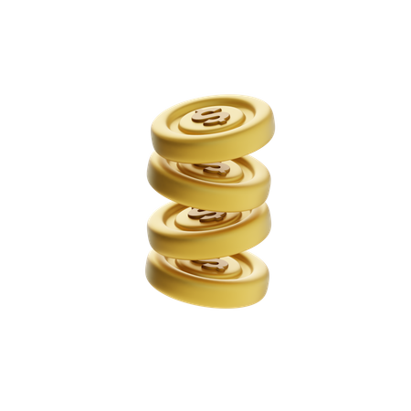 Falling and Stacking Coins  3D Icon
