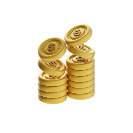 Falling and Stacking Coins  3D Icon