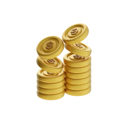 Falling and Stacking Coins  3D Icon