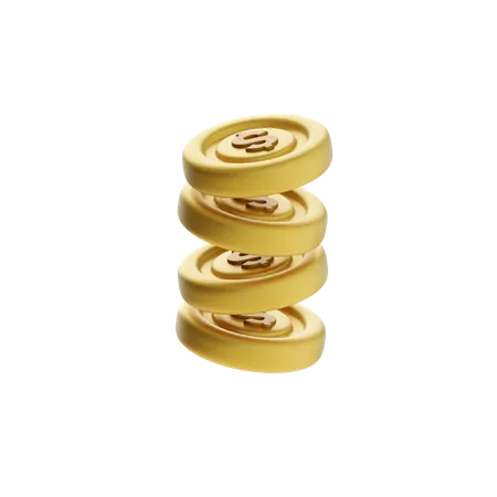 Falling and Stacking Coins  3D Icon
