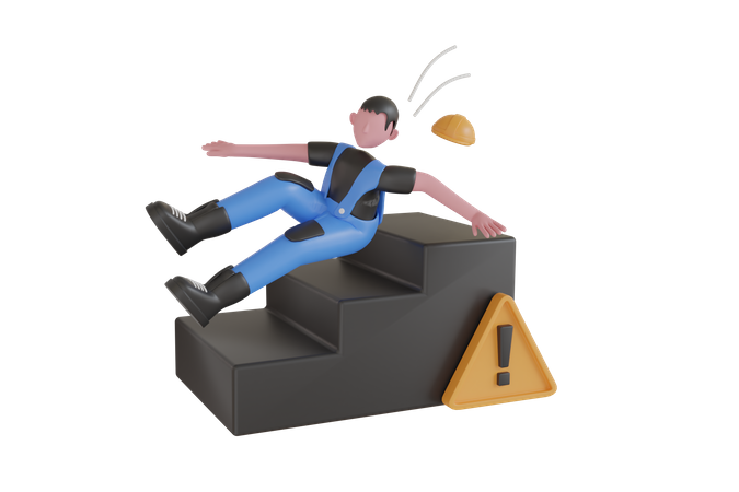 Falling down the stairs  3D Illustration