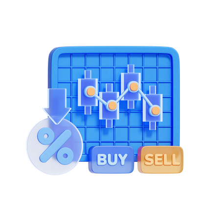 Falling Interest Rate  3D Icon