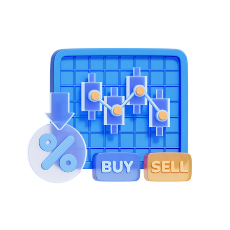 Falling Interest Rate  3D Icon
