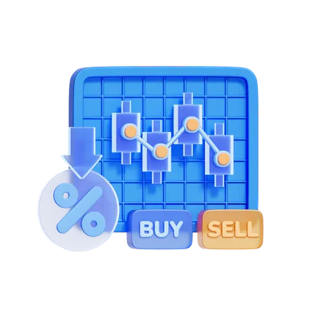 Falling Interest Rate  3D Icon