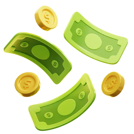 Falling Money and Coins  3D Icon