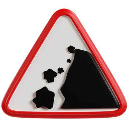 Falling Rocks Traffic Sign  3D Icon