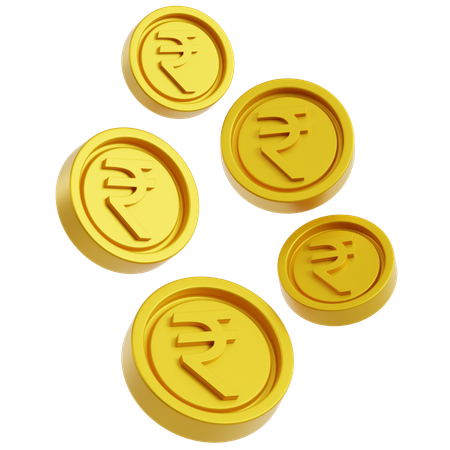 Falling Rupee Coins  3D Icon