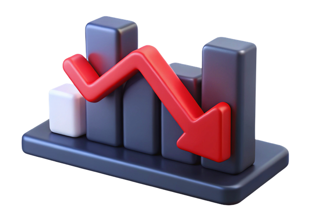 Falling Stocks Graph  3D Icon