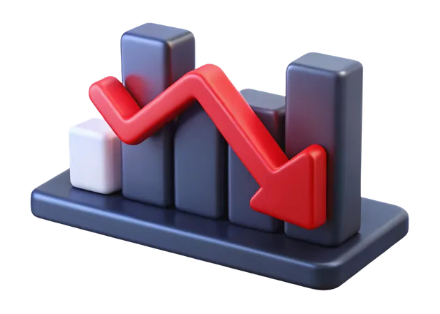 Falling Stocks Graph  3D Icon