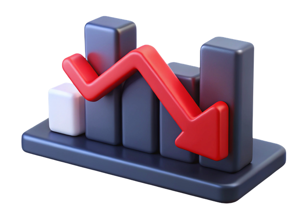 Falling Stocks Graph  3D Icon