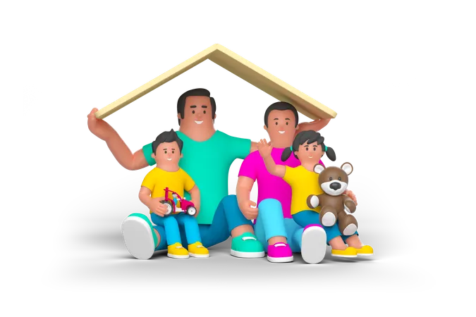 Família  3D Illustration