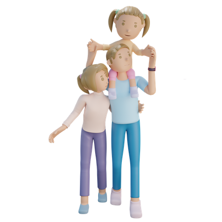 Familia caminando junta  3D Icon