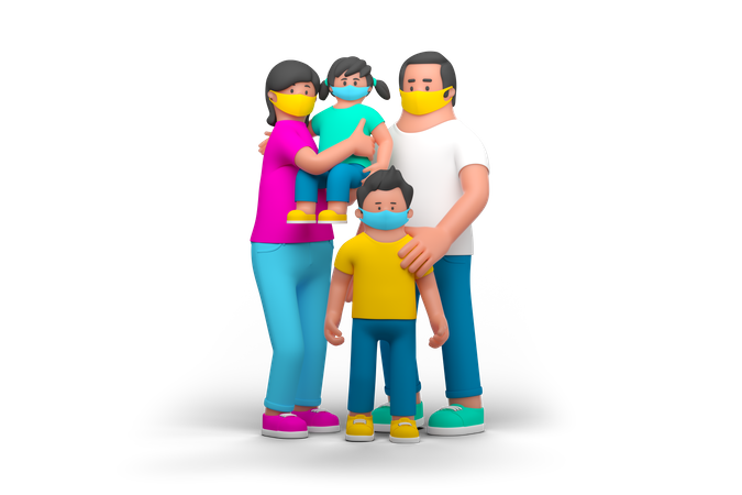 Família em quarentena  3D Icon