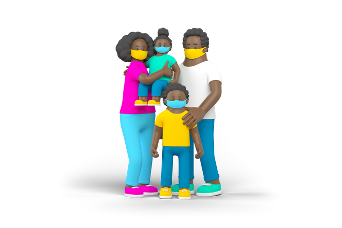 Família em quarentena  3D Icon