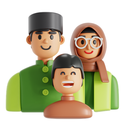 Familia musulmana  3D Icon