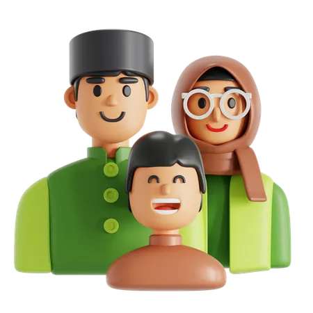 Familia musulmana  3D Icon