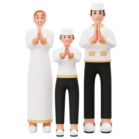 Familia musulmana  3D Illustration