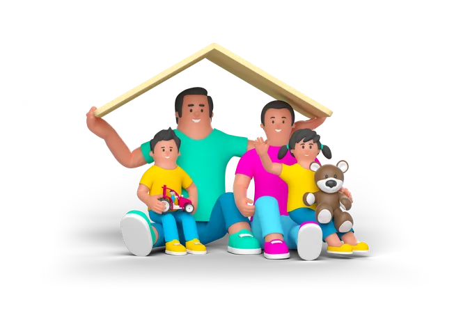 Familie  3D Illustration