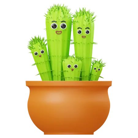 Famille de cactus  3D Illustration