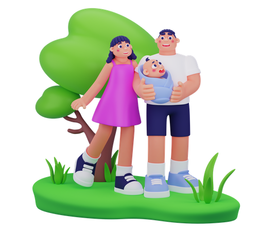 Famille heureuse  3D Illustration