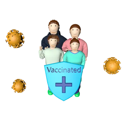 Famille vaccinée  3D Illustration