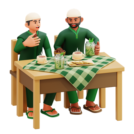 가족 금식 깨기  3D Illustration