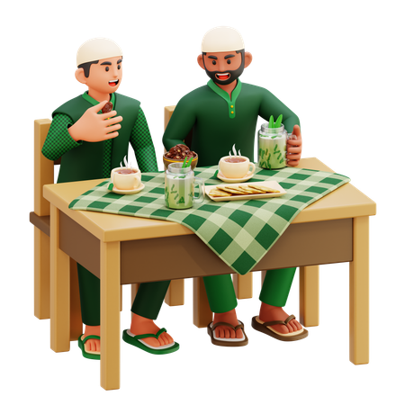 Family Breaking Fast  3D Illustration