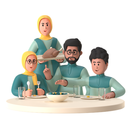 Family Feast  3D Illustration