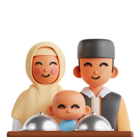 家族の食事  3D Icon