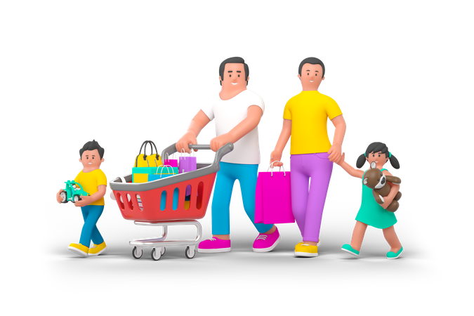 Family Shopping  3D Icon
