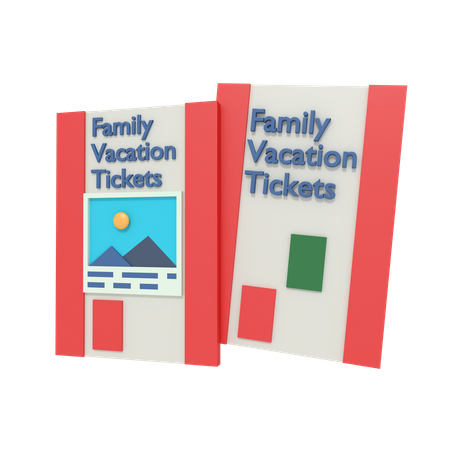 Family Vacation Tickets 3D Icon