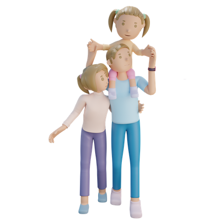 Family walking together  3D Icon