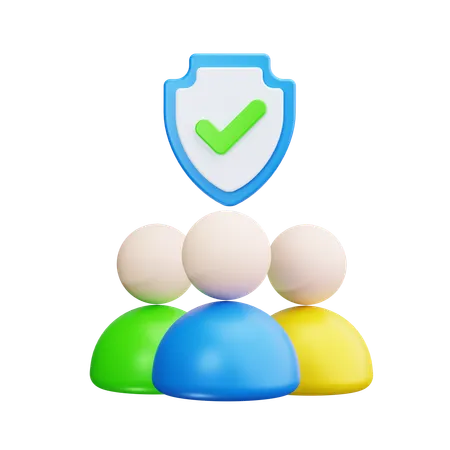 Family With Shield  3D Icon