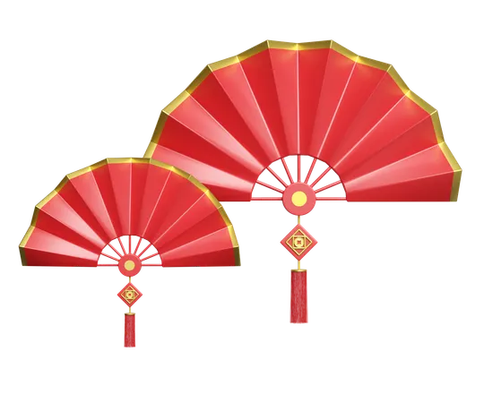 3 D Fan With Tassel For Chinese New Year 3 D Render Illustration 3D Icon