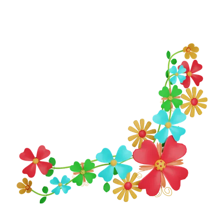 Flower Border 3 D Illustration Contains PNG BLEND GLTF And OBJ Files 3D Icon