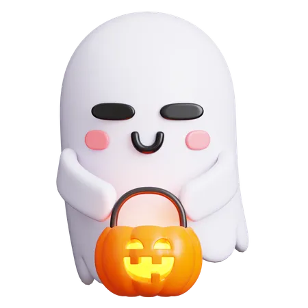 Fantasma com abóbora  3D Icon