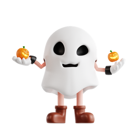 Fantasma com abóbora  3D Illustration