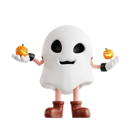 Fantasma com abóbora  3D Illustration